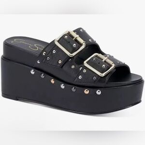 Jessica Simpson Studded Platform Slide Sandals Black – Size 9 NIB